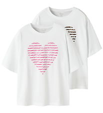 Name It T-shirt - 2-pak - NkfFahiraz - Bright White/Zebra Heart/