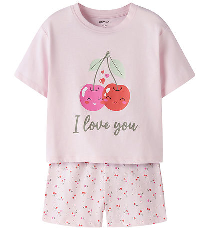 Name It Shortssæt - Shorts/T-shirt - NmfVilinse - Cradle Pink/He
