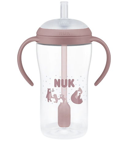 Nuk Drikkedunk m. Sugerør - 260 ml - Bear - Pink