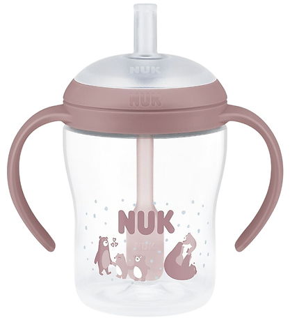 Nuk Drikkedunk m. Sugerør - 150 ml - Bear - Pink