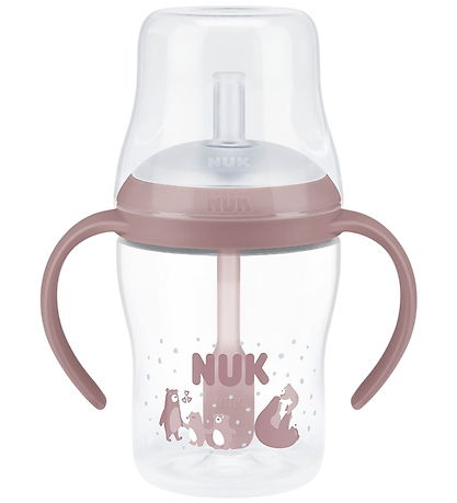 Nuk Drikkedunk m. Sugerør - 150 ml - Bear - Pink