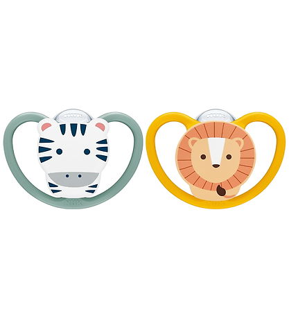 Nuk Sutter - 2-pak - Perfect Match Air - Zebra/Lion - Grøn/Orang