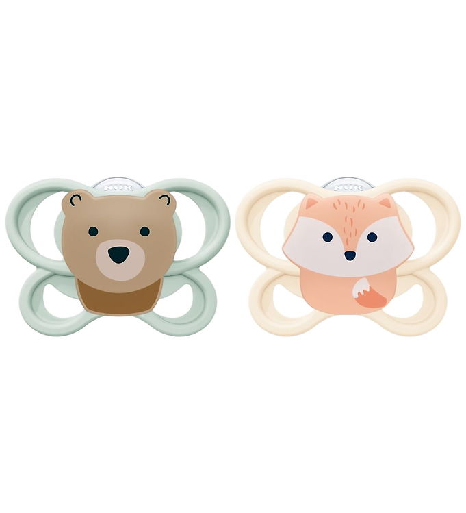 Nuk Sutter - 2-pak - Perfect Match Air - Fox/Bear - Grøn/Soft Or