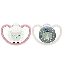 Nuk Sutter - 2-pak - Perfect Match Air Night - Sheep - Pink/Hvid