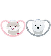 Nuk Sutter - 2-pak - Perfect Match Air - Cat/Polarbear - Pink/Gr