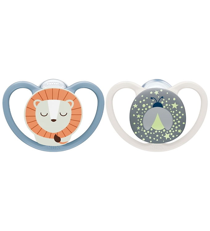 Nuk Natsutter - 2-pak - Perfect Match Air Night - Lion - Blå/Hvi