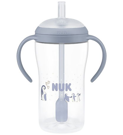 Nuk Drikkedunk m. Sugerør - 260 ml - Penguin - Blå