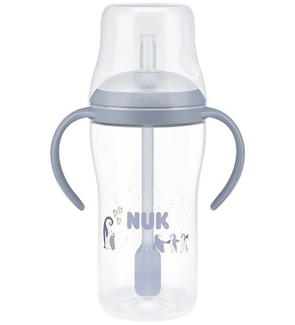 Nuk Drikkedunk m. Sugerør - 260 ml - Penguin - Blå