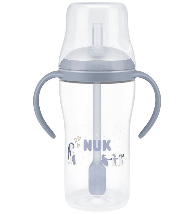 Nuk Drikkedunk m. Sugerør - 260 ml - Penguin - Blå