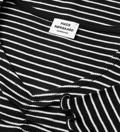 Mads Nørgaard T-shirt - Rib - Stripe Tiki - Black/Vanilla Ice