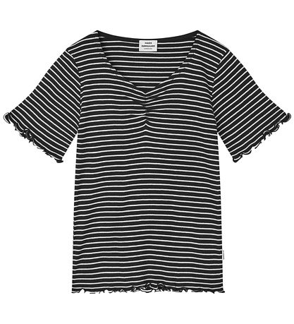 Mads Nørgaard T-shirt - Rib - Stripe Tiki - Black/Vanilla Ice