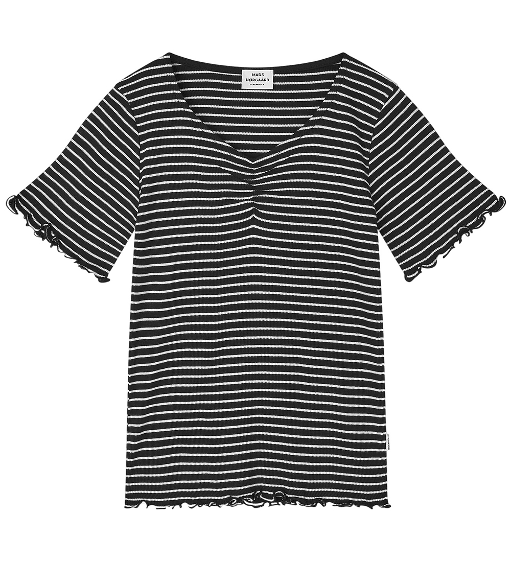 Mads Nørgaard T-Shirt - Rib - Stripe Tiki - Black/Vanilla Ice - Mads Nørgaard - 10 Jahre (140) - T-Shirts