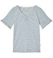 Mads Nørgaard T-shirt - Rib - Stripe Tiki - Vanilla Ice/Bright C