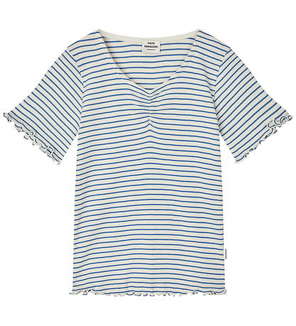 Mads Nørgaard T-shirt - Rib - Stripe Tiki - Vanilla Ice/Bright C