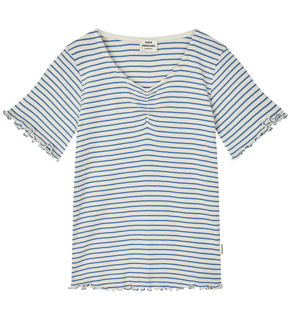 Mads Nørgaard T-Shirt - Rib - Stripe Tiki - Vanilla Ice/Bright C - Mads Nørgaard - 8 Jahre (128) - T-Shirts