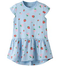 Name It Kjole - Noos - NmfVigga - Chambray Blue/Striped Strawber