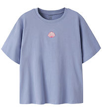 Name it T-shirt - NkfVictoria - Purple Impression/Shell Embroide
