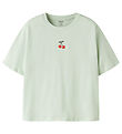 Name it T-shirt - NkfVictoria - Pale Aqua/Cherry Embroider