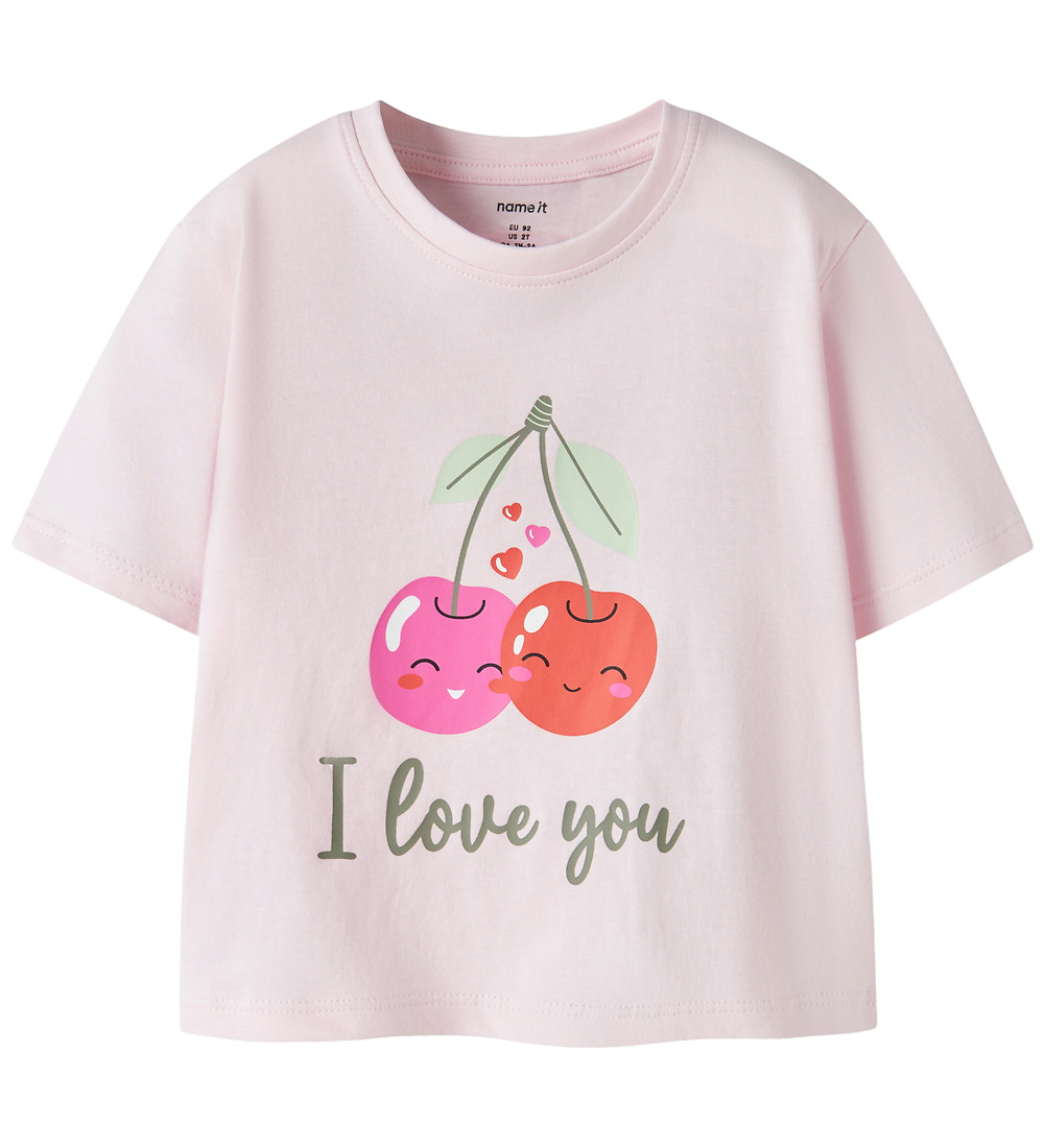 Name It T-Shirt - NmfVilinse - Cradle Pink/Cherry Love - Name It - 3 Jahre (98) - T-Shirts
