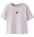 Name It T-shirt - NmfVictoria - Lavender Fog/Ladybug Embroidery