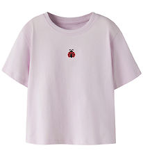 Name It T-shirt - NmfVictoria - Lavender Fog/Ladybug Embroidery