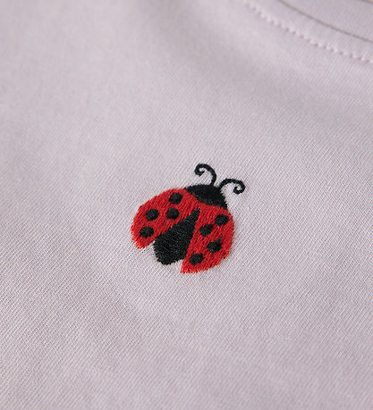 Name It T-shirt - NmfVictoria - Lavender Fog/Ladybug Embroidery