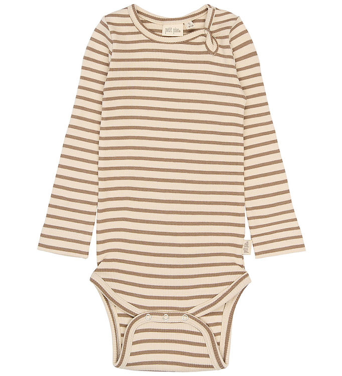 Petit Piao Body l/æ - Rib/Modal - PPSky - Ginger Snap Striped