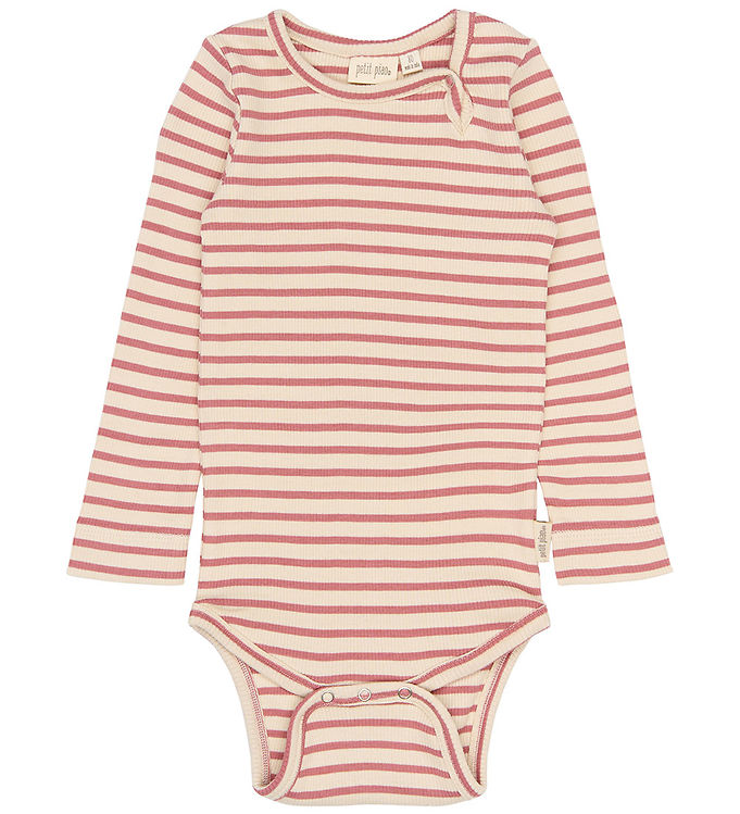 Petit Piao Body l/æ - Rib/Modal - PPSky - Dusty Rose Striped
