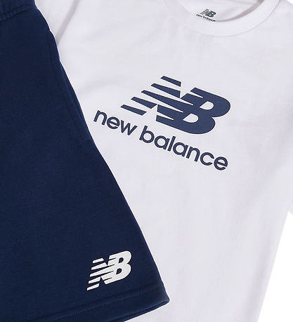 New Balance Shortssæt - Stacked Logo - Bright White