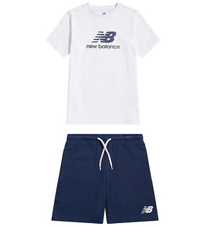 New Balance Shortssæt - Stacked Logo - Bright White