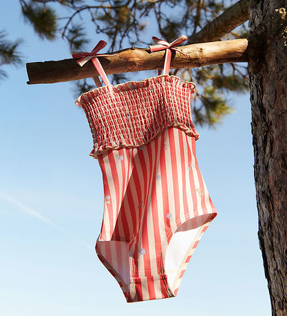 Wheat Badedragt - Selma - Red Stripe flowers