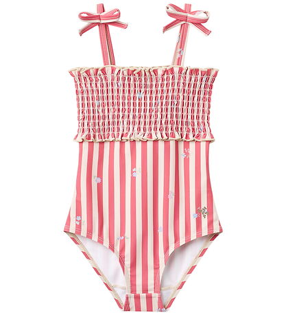 Wheat Badedragt - Selma - Red Stripe flowers