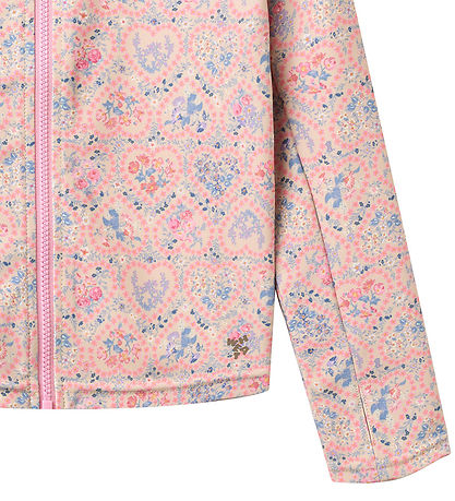 Wheat Bade T-shirt - m. Lynlås - Ada - Pink heart flowers