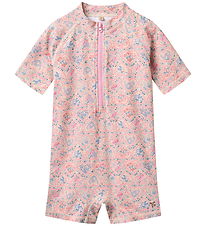 Wheat Bade Heldragt - m. Lynlås - Cas - Pink heart flowers