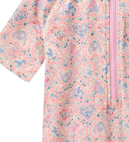 Wheat Bade Heldragt - m. Lynlås - Cas - Pink heart flowers