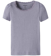 Name It T-shirt - Rib - Noos - NmfKab - Lavender Gray