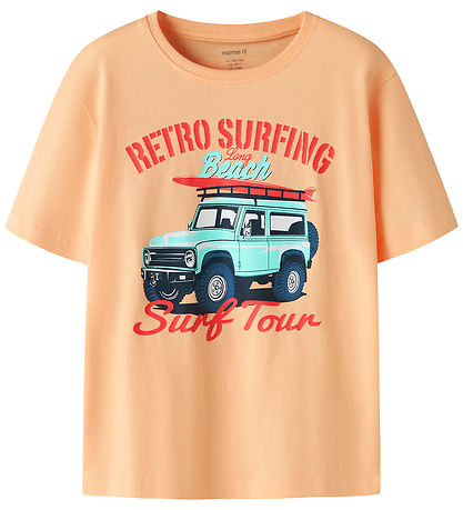 Name It T-shirt - Loose - NkmVagno - Peach Fuzz/Retro Surfing