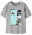 Name It T-shirt - Loose - NkmVagno - Grey Melange/The Sun