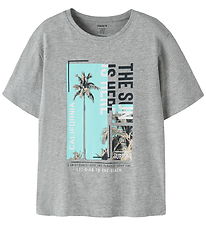 Name It T-shirt - Loose - NkmVagno - Grey Melange/The Sun