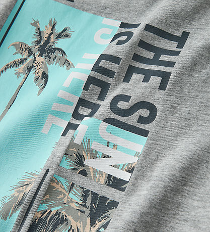 Name It T-shirt - Loose - NkmVagno - Grey Melange/The Sun