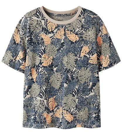 Name It T-shirt - NkmValther - Chateau Gray/Leafs