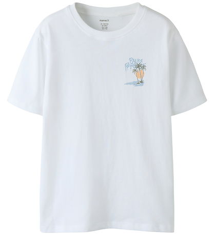Name It T-shirt - NkmVelix - Bright White/Palms Paradise
