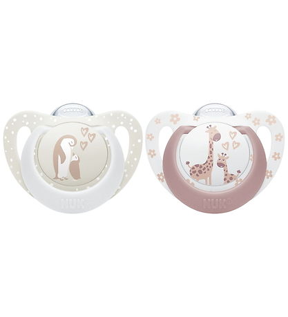Nuk Sutter - 2-pak - First Choice - Penguin/Giraffe - Beige/Rose