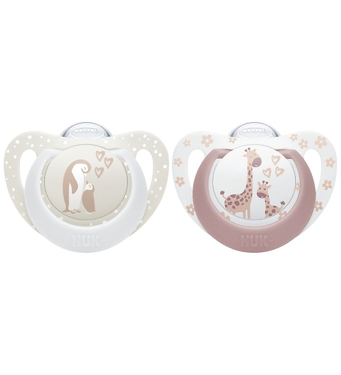 Nuk Sutter - 2-pak - First Choice - Penguin/Giraffe - Beige/Rose
