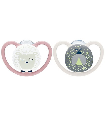 Nuk Sutter - 2-pak - Perfect Match Air Night - Sheep - Pink/Hvid