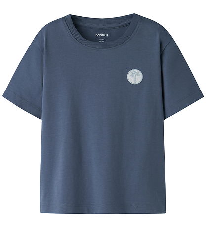 Name It T-shirt - NmmVimpel - Vintage Indigo/Palm Embroidery