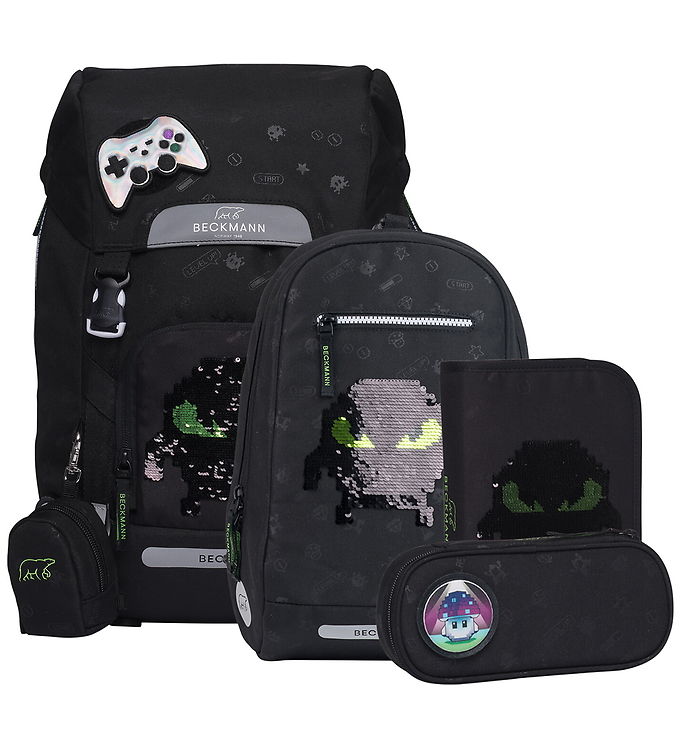 Beckmann Skoletaske - Classic Maxi - Pixel - Sort