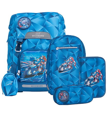Beckmann Skoletaskesæt - Classic - Blue Lightning - Blå