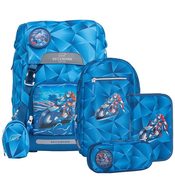 Beckmann Skoletaskesæt - Classic - Blue Lightning - Blå