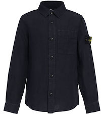 Stone Island Skjorte - Hør - Navy Blue